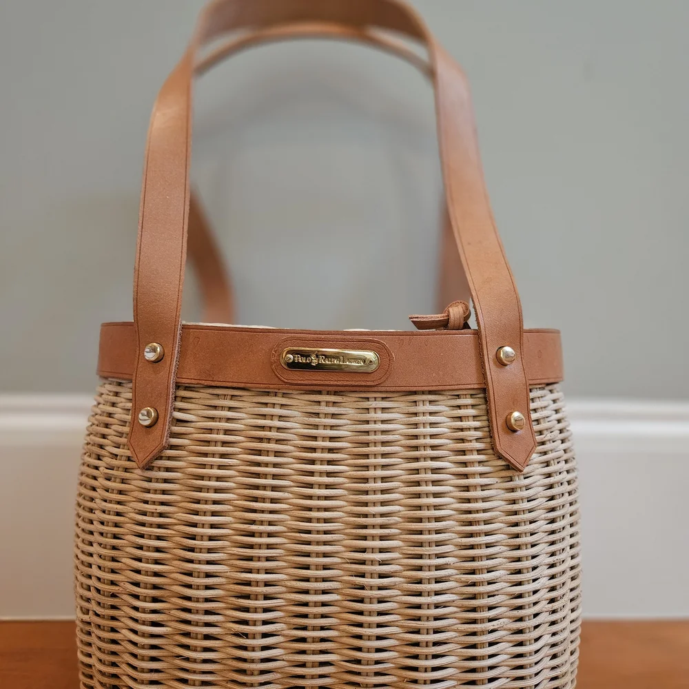 Polo by Ralph Lauren Tan Wicker Shoulder Bag/Tote - Picture 2 of 7